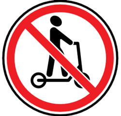 Знак 3.35 "Передвижение на транспортных устройствах индивидуальной подвижности запрещено"